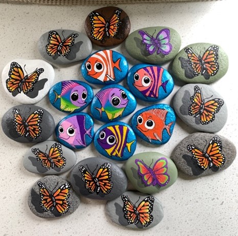 I enjoy painting stones in the motorhome
